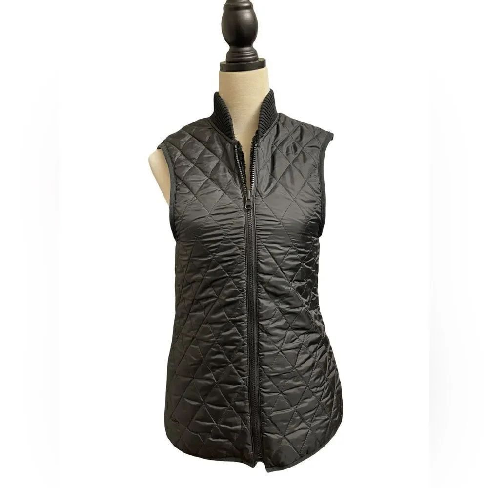 Alpha Industries The N-3B “SLY” Black Faux Fur Lined Quilted Vest (Size: Small)